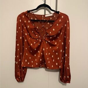 Astr Rust Polka Dot Blouse